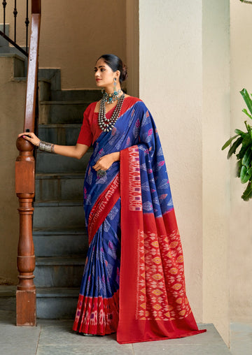 Ikkat Print Mul Mul Cotton Elegant Style Saree