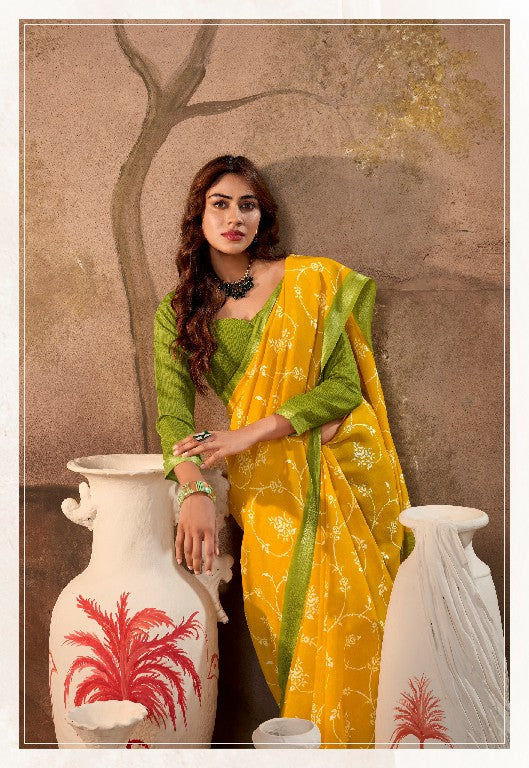 Alluring Yellow Mul  Mul Cotton Saree