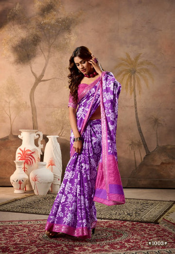 Alluring Purple Mul  Mul Cotton Saree