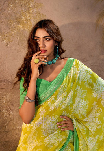 Alluring Yellow Mul  Mul Cotton Saree