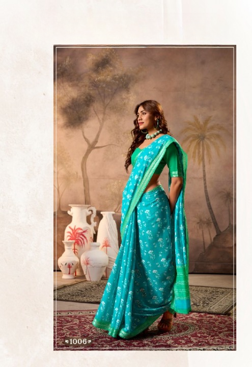 Alluring Blue Mul  Mul Cotton Saree