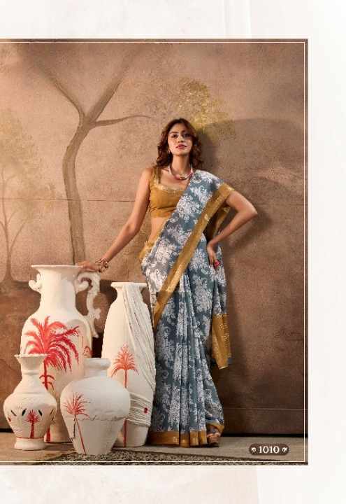 Alluring Grey Mul  Mul Cotton Saree