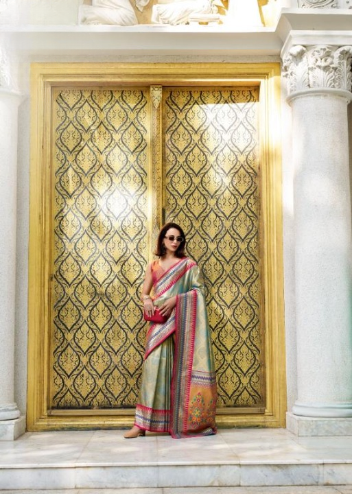 Tissue Silk Traditional Saree with Ikkat Patternn