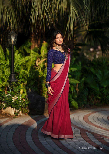 LINEN SAREE WITH FANCY BLOUSE