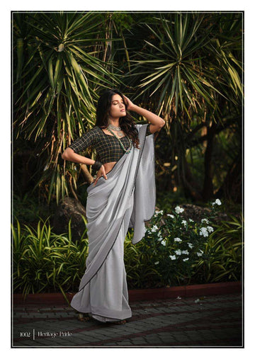 LINEN SAREE WITH FANCY BLOUSE