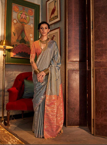 New Trendy Handloom Woven Tussar Silk Saree